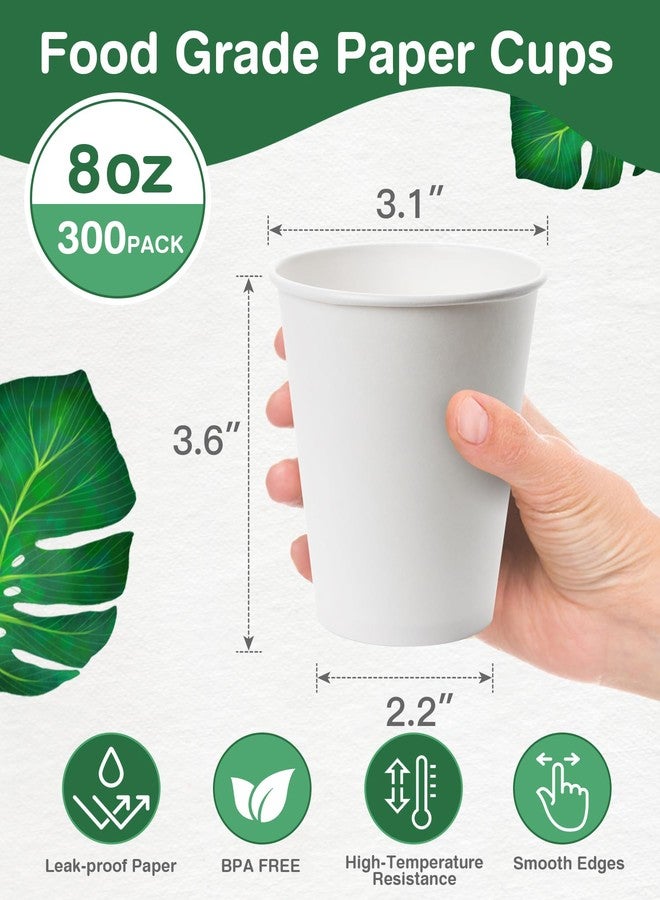 Sipthene 300 Pack Paper Cups 8 oz, Disposable Coffee Cups, White Drinking Cups for Hot Water,Tea, Hot Chocolate or Cocoa - Image 2